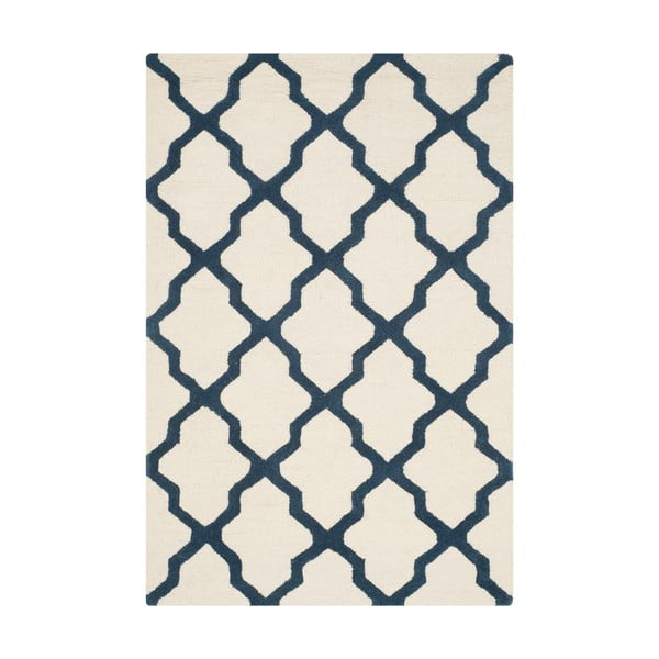 Biało-niebieski wełniany dywan Safavieh Ava, 152x91 cm