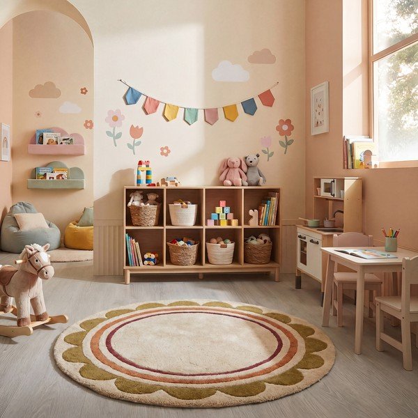 Wełniany okrągły dywan tkany ręcznie w naturalnym kolorze ø 120 cm Lois – Flair Rugs-image-2
