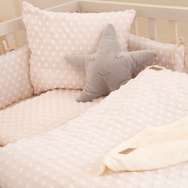 Beżowa pościel dziecięca do łóżeczka z mieszanki bawełny 80x80 cm Frosty Almond – Roba-image-1