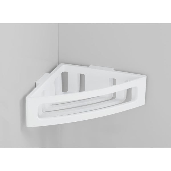 Biała narożna samoprzylepna półka łazienkowa z tworzywa sztucznego Bralia – Wenko-image-1
