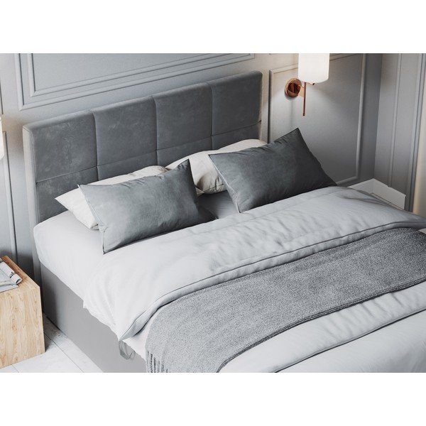 Szare łóżko boxspring ze schowkiem 160x200 cm Mimicry – Mazzini Beds-image-1