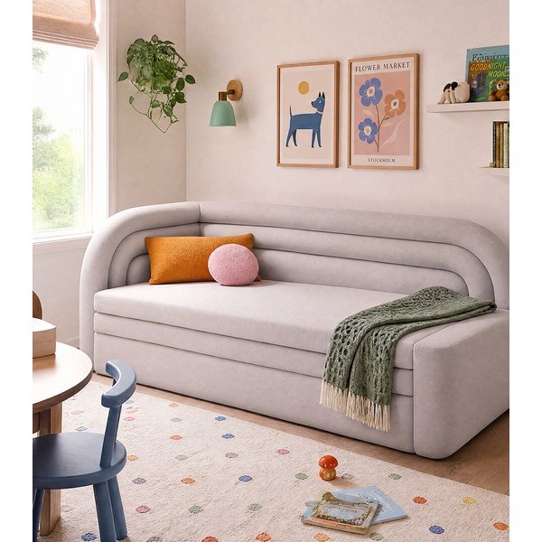 Beżowa aksamitna rozkładana/ze schowkiem sofa lewostronna 223 cm Fabillo – ELTAP-image-4