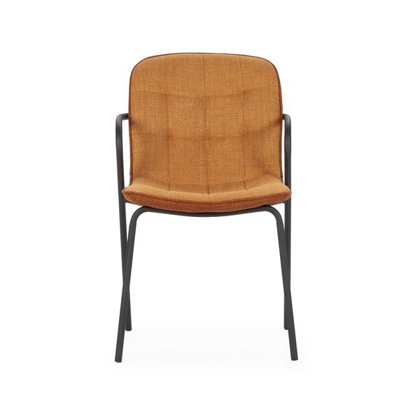 Tapicerowane krzesło z podłokietnikami w kolorze terakoty Angie – Marckeric-image-2