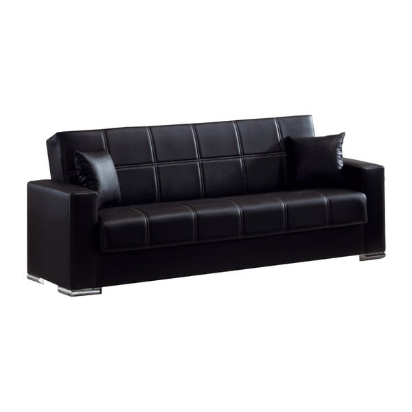 Czarna trzyosobowa sofa rozkładana ze schowkiem Esidra Soft