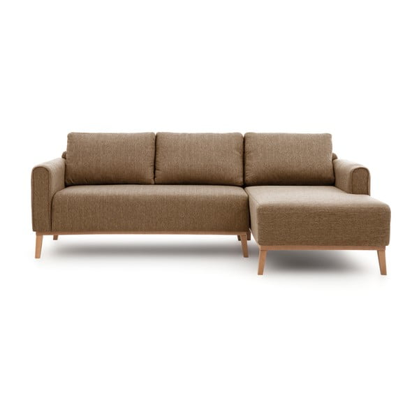 Jasnobrązowa prawostronna sofa narożna Vivonita Milton