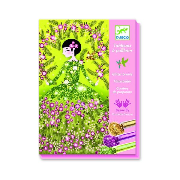 Twórczy zestaw dziecięcy kolorowanek z piaskiem Djeco Błyszczące tancerki-image-3