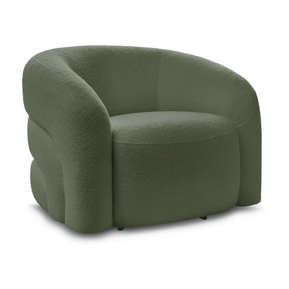 Zielony obrotowy fotel z materiału bouclé Elina – Bobochic Paris