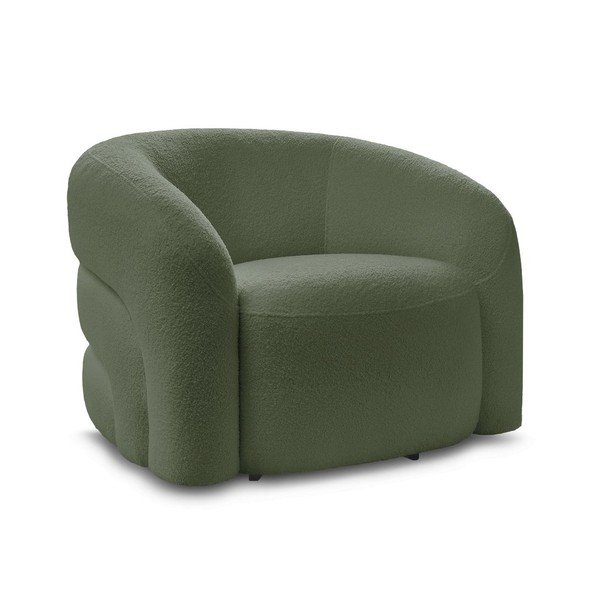 Zielony obrotowy fotel z materiału bouclé Elina – Bobochic Paris