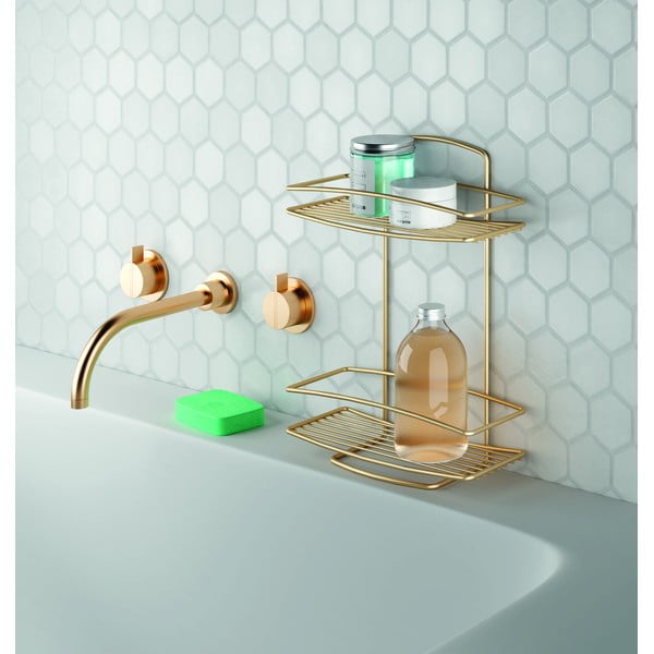 Stalowa półka łazienkowa w kolorze złota Onda – Metaltex-image-1