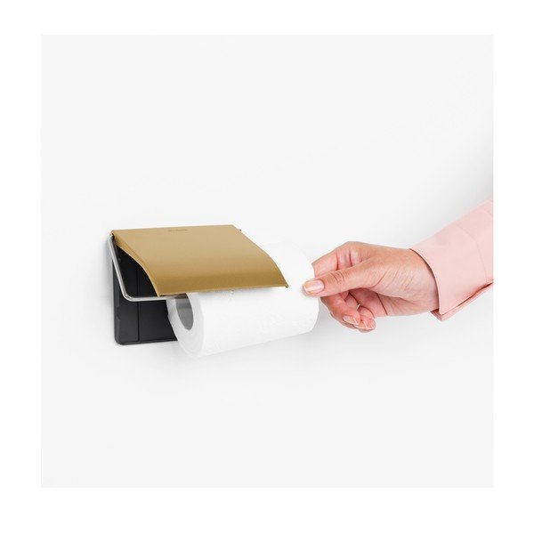 Ścienny stalowy uchwyt na papier toaletowy w kolorze złota ReNew – Brabantia-image-1