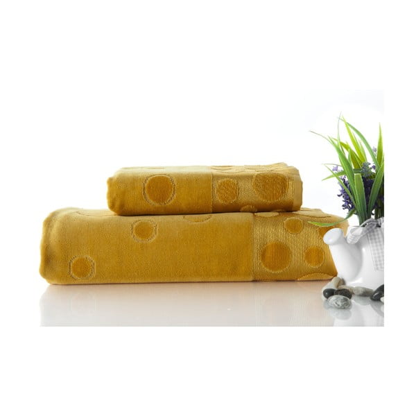 Zestaw 2 ręczników Tropical Mustard Color, 70x140 i 50x90 cm