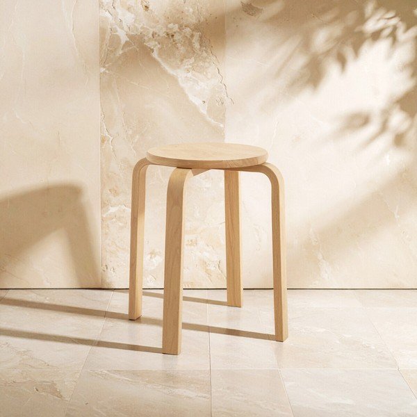 Stołek z litego drewna kauczukowego w naturalnym kolorze Heva – Premier Housewares-image-1