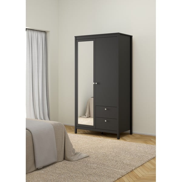 Czarna szafa z lustrem 102x199x58 cm Madrid – Tvilum-image-3