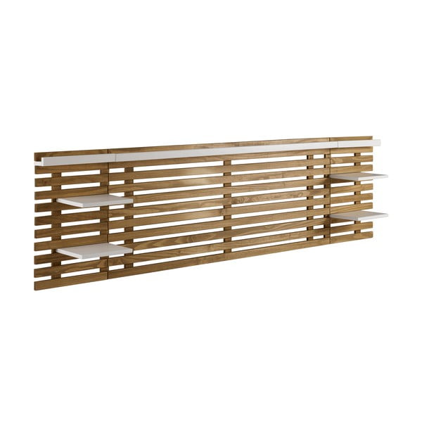 Zagłówek z drewna sosnowego z białymi elementami 240x62 cm Nidra – Marckeric-image-2