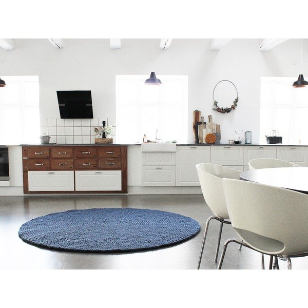 Niebieski wełniany dywan kulkowy Wooldot Ball Rugs, ⌀ 200 cm-image-3