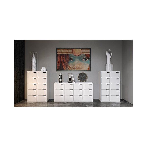 Biała komoda z 5 szufladami TemaHome Basic-image-1