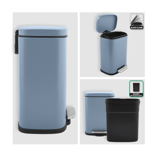 Jasnoniebieski stalowy kosz na śmieci z pedałem 5 l   Akira – Spirella-image-2