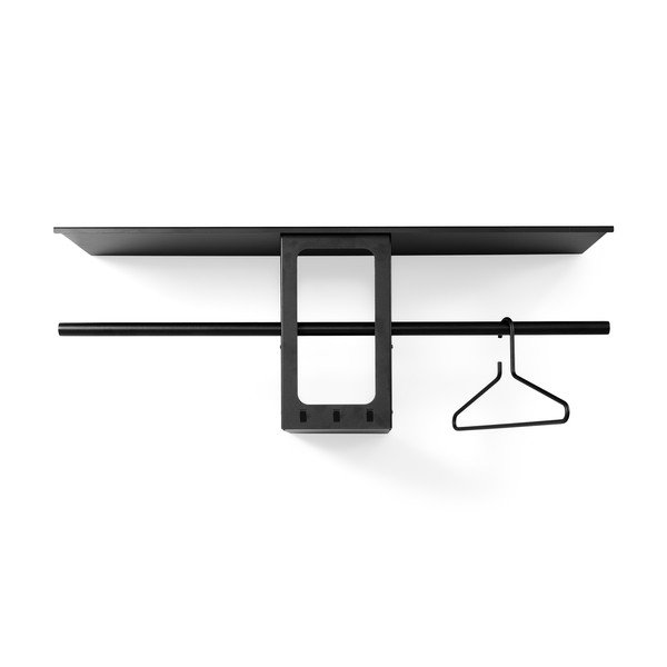Czarny stalowy wieszak ścienny z półką 100 cm Luno Small – Spinder Design-image-2