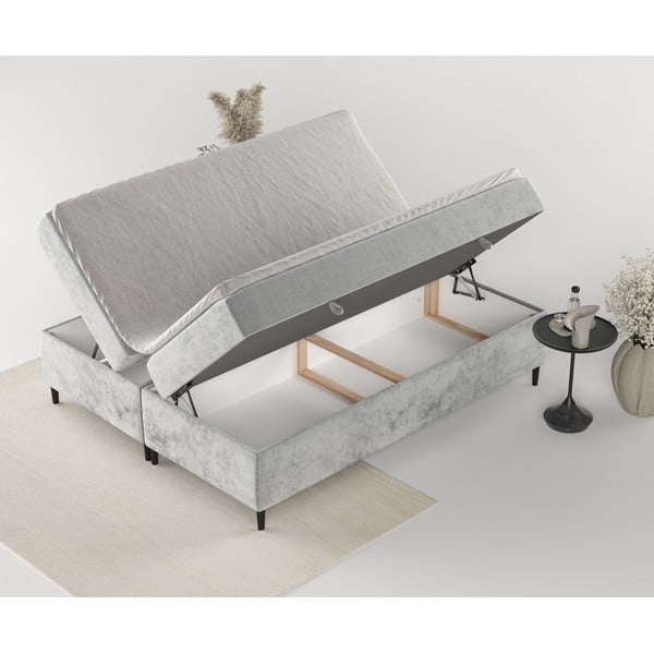 Szare łóżko boxspring ze schowkiem 180x200 cm Araya – Maison de Rêve-image-4