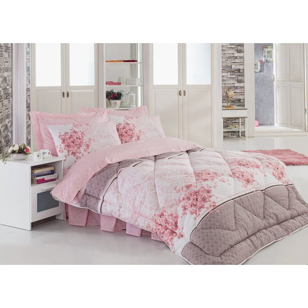 Narzuta, poszewki na poduszkę i ozdobna falbana wokół łóżka Sonya, 195x215 cm