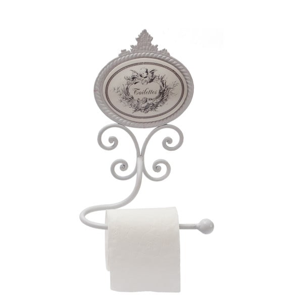 Biały ścienny metalowy uchwyt na papier toaletowy – Antic Line