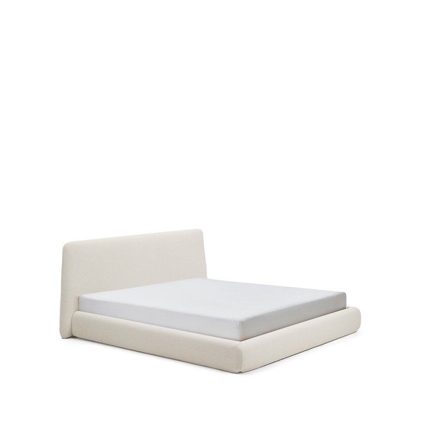 Beżowe tapicerowane łóżko dwuosobowe bez stelaża 180x200 cm Martina – Kave Home-image-3