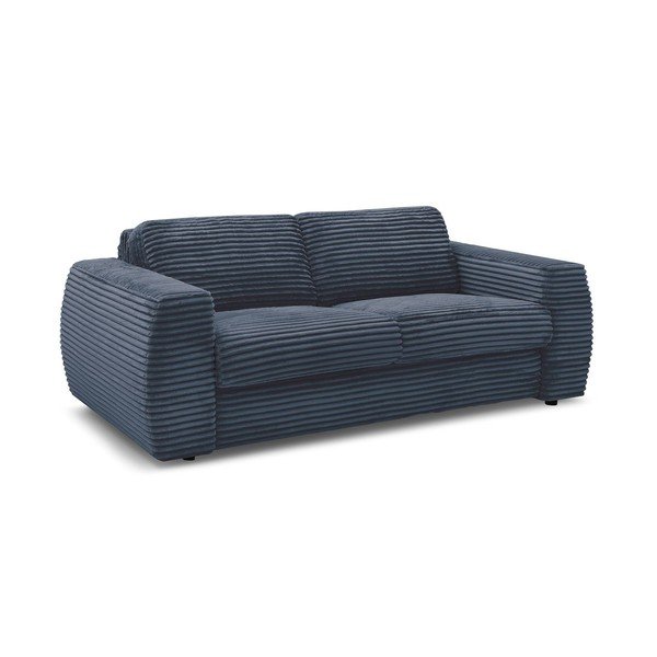 Ciemnoniebieska sztruksowa sofa do spania/rozkładana 240 cm Hugo – Bobochic Paris-image-2