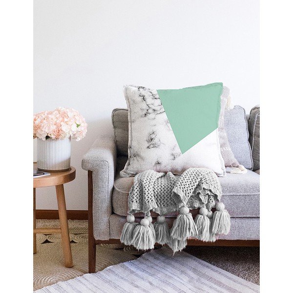 Zielono-szary poszewka na poduszkę z domieszką bawełny Minimalist Cushion Covers Marble, 55x55 cm-image-2