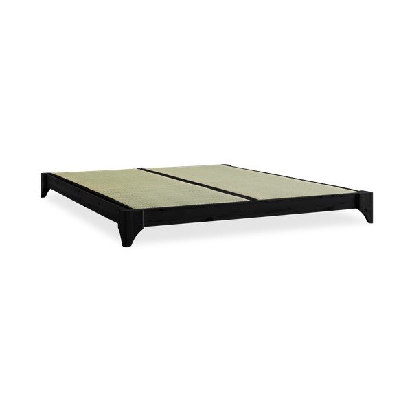 Łóżko dwuosobowe z drewna sosnowego z materacem a tatami Karup Design Elan Double Latex Black/Black, 160x200cm-image-4