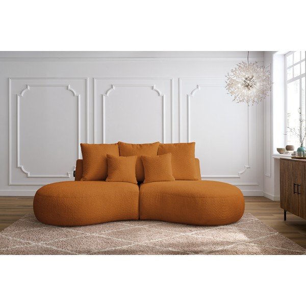 Musztardowa sofa z materiału bouclé 260 cm Saint-Germain – Bobochic Paris-image-1