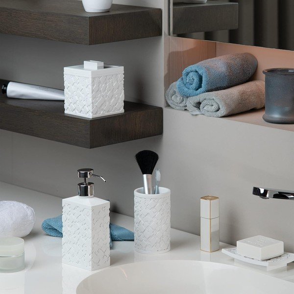 Biały organizer łazienkowy na waciki z żywicy polimerowej Agda – Spirella-image-1