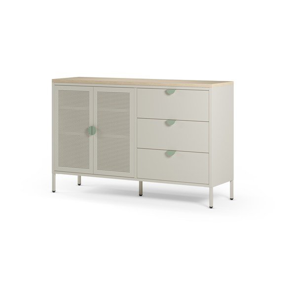 Kremowa/w naturalnym kolorze metalowa komoda 140x90x40 cm Sayla – Marckeric-image-4