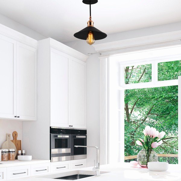 Czarna lampa sufitowa z metalowym kloszem ø 24 cm Berceste – Opviq lights-image-3