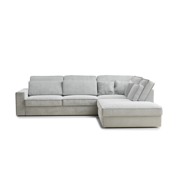 Jasnoszary narożnik z tkaniny szenilowej (prawostronny/w kształcie litery L) Kirou – Maison de Rêve