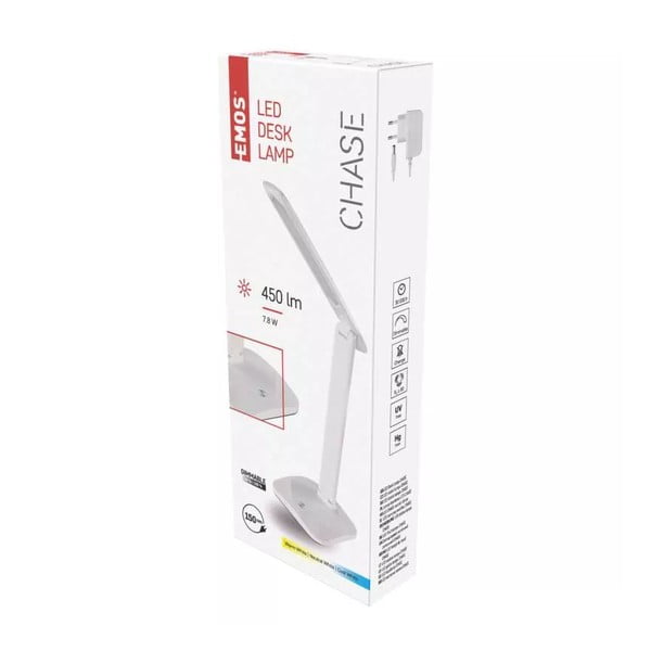 Biała lampa stołowa LED ze ściemniaczem (wys. 37 cm) Chase – EMOS-image-1