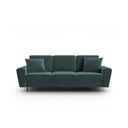 Morska aksamitna rozkładana sofa ze schowkiem 235 cm Kyoto – Cosmopolitan Design