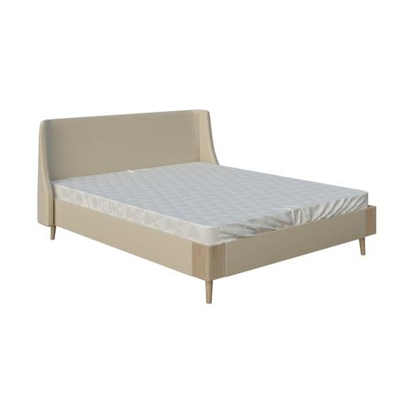 Beżowe łóżko dwuosobowe DlaSpania Lagom Side Soft, 140x200 cm