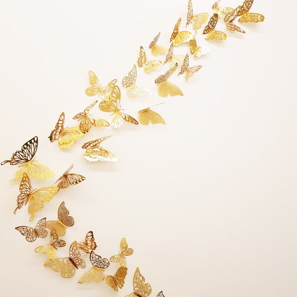 Zestaw 36 naklejek w kształcie motyli w złotej barwie Ambience Butterflies Gold