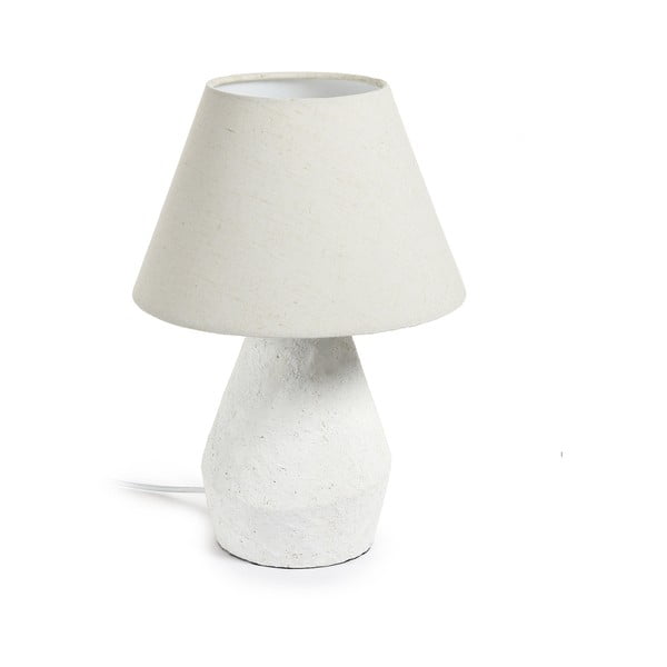Biała lampa stołowa z tekstylnym kloszem (wys. 43 cm) Noara – Kave Home