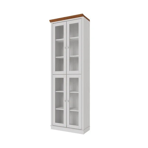 Biała/w bursztynowym kolorze witryna z litego drewna sosnowego 74x223x37 cm Anita – Støraa-image-2