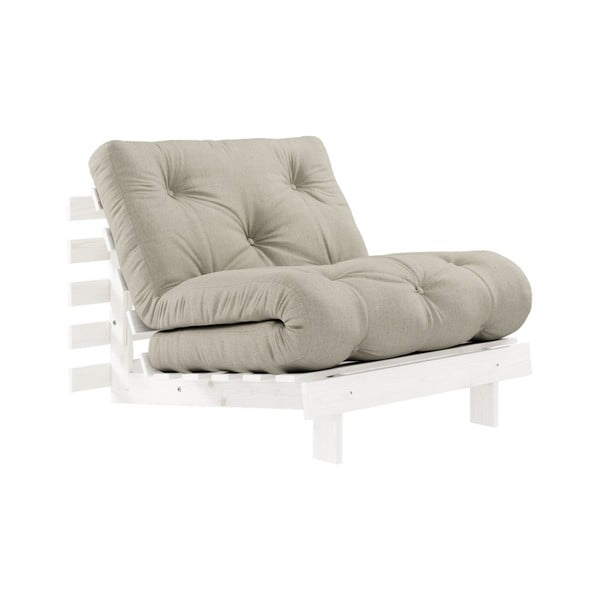 Fotel rozkładany z lnianym obiciem Karup Design Roots White/Linen