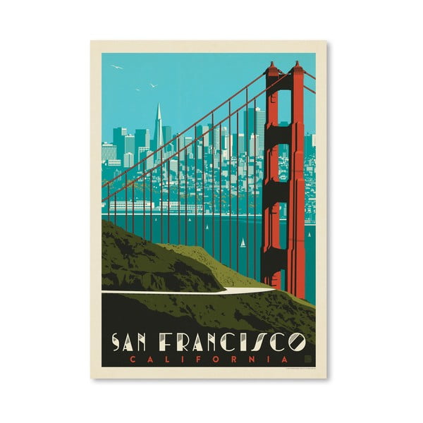 Plakat Americanflat Golden Gate, 42x30 cm