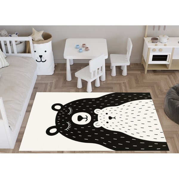 Czarno-biały dywan dziecięcy odpowiedni do prania 80x120 cm Bear Family v2 – Vitaus-image-1