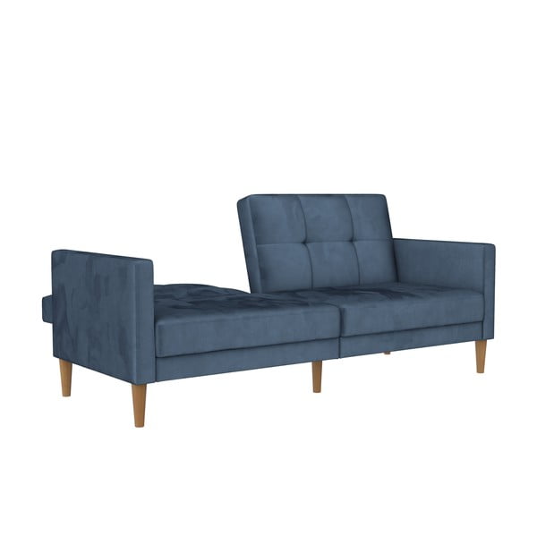 Niebieska aksamitna rozkładana sofa 207 cm Lilly – Støraa-image-2