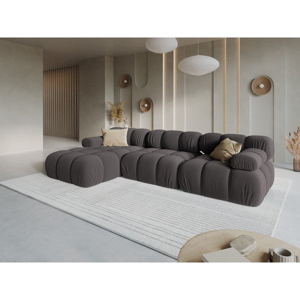 Ciemnoszara aksamitna sofa 285 cm Bellis – Micadoni Home-image-1