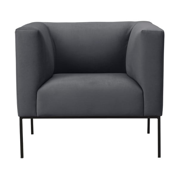 Jasnoszary fotel z metalowymi nogami Windsor & Co Sofas Neptune