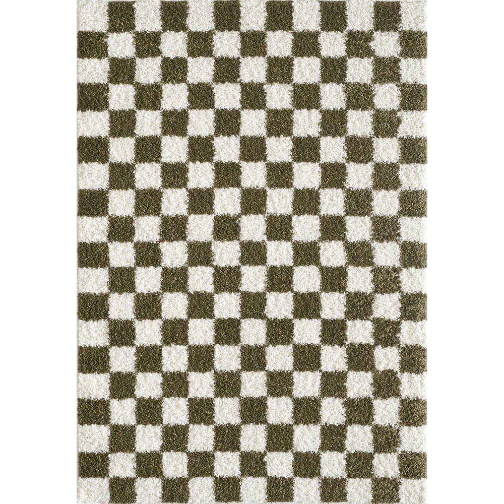 Ciemnozielony/kremowy dywan 80x150 cm Grida – ESTE