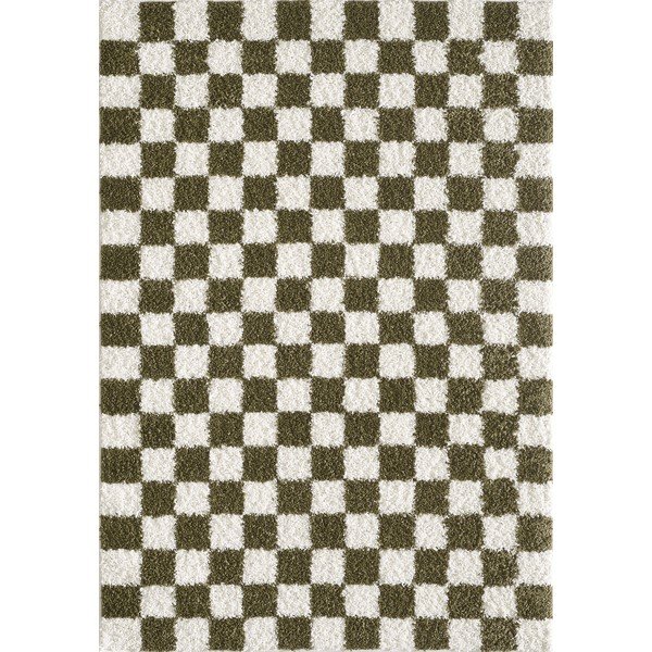 Ciemnozielony/kremowy dywan 160x230 cm Grida – ESTE