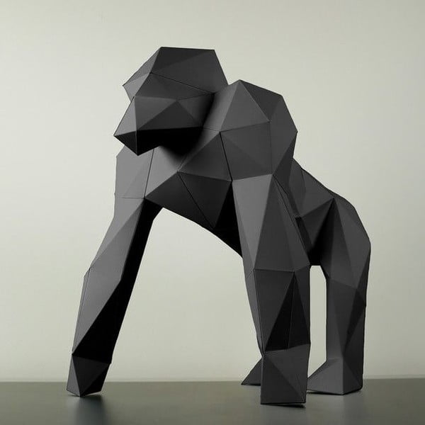 Papierowa rzeźba Goryl, czarna