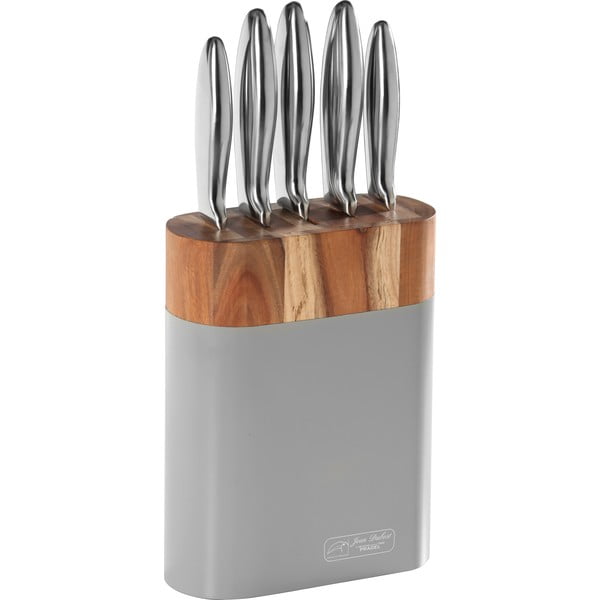 Zestaw 5 noży kuchennych w bloku z drewna akacjowego Jean Dubost